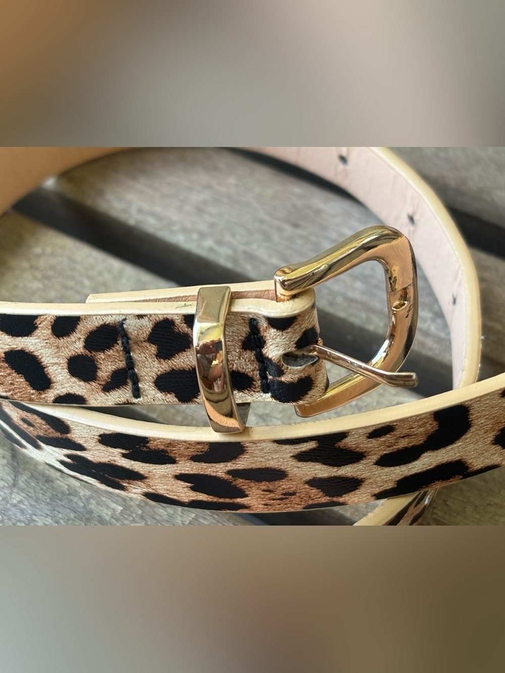 Women's M Leopard Print Synthetic Faux Leather Belt Animal Print